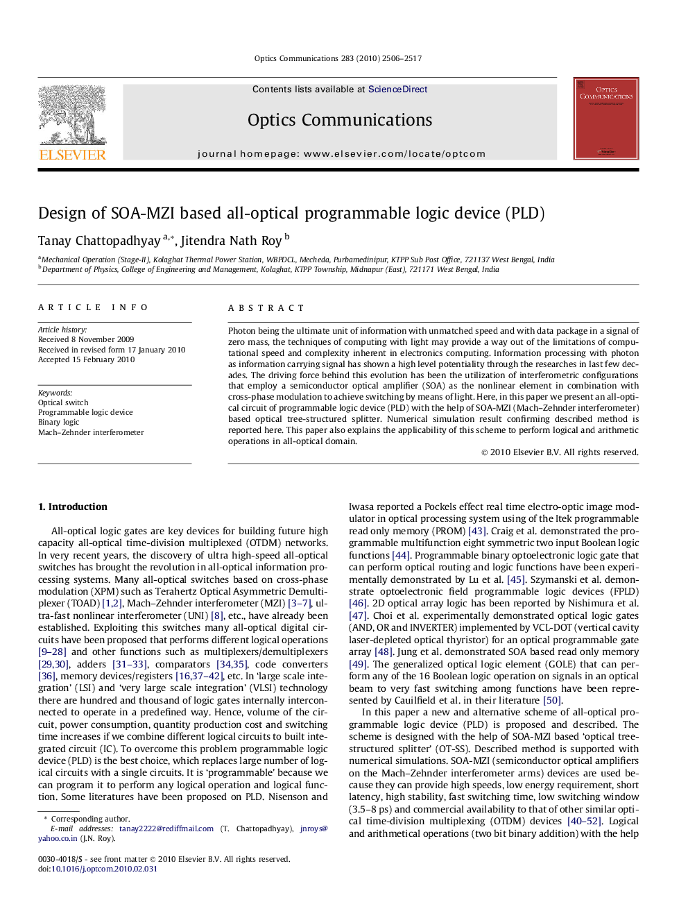 Design of SOA-MZI based all-optical programmable logic device (PLD)