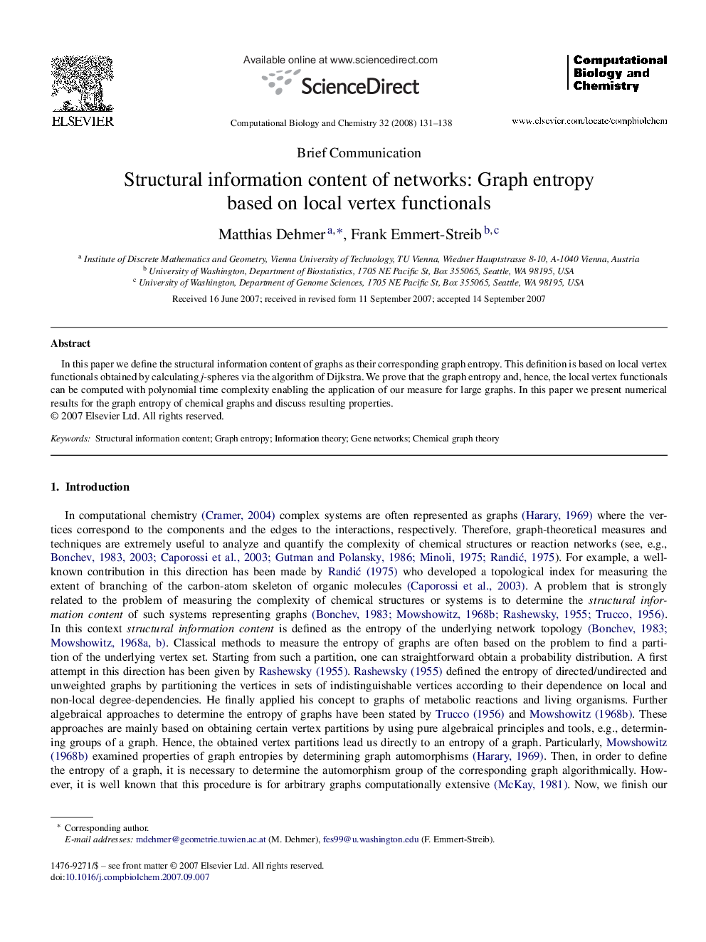 Structural information content of networks: Graph entropy based on local vertex functionals