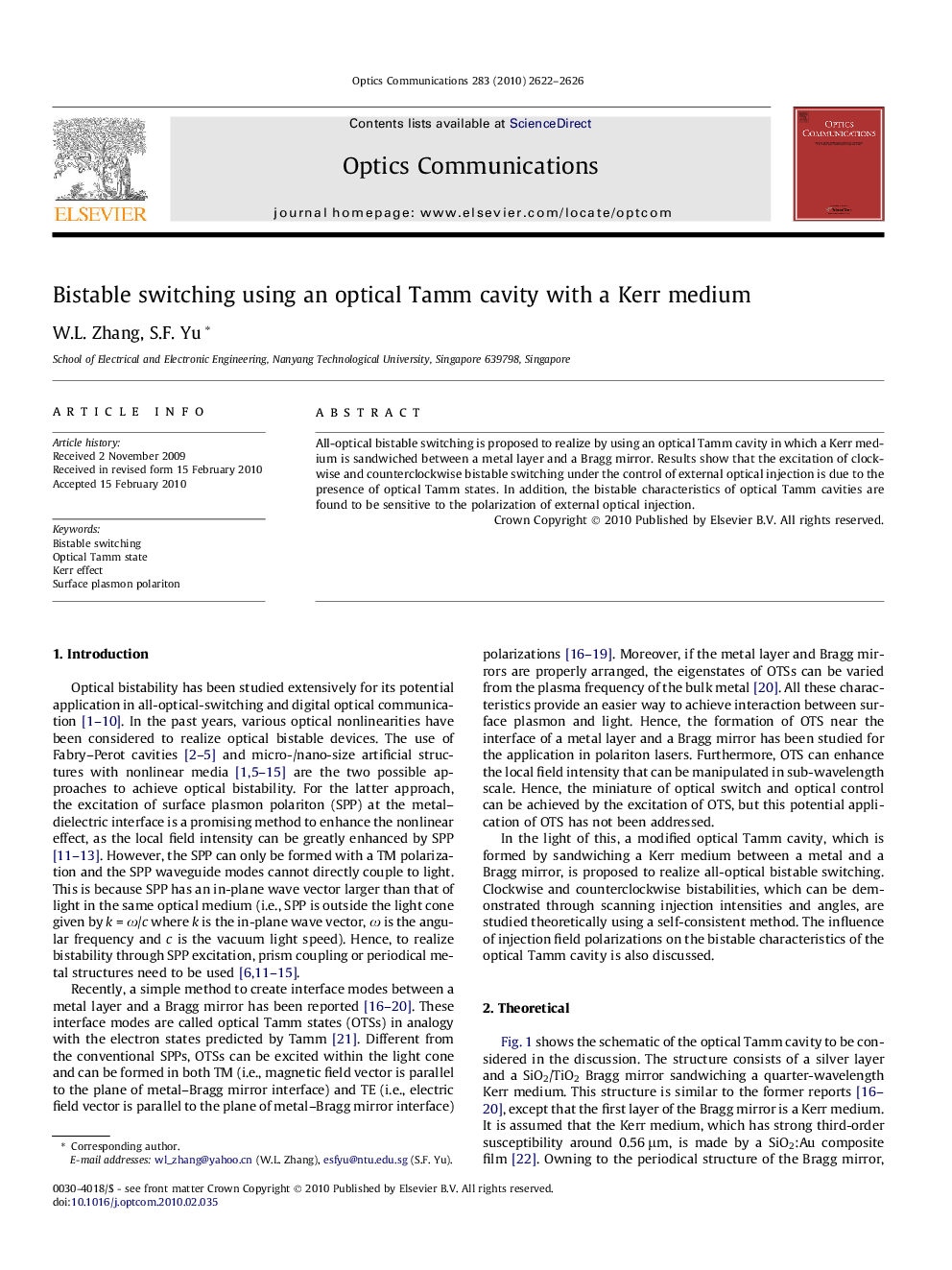 Bistable switching using an optical Tamm cavity with a Kerr medium