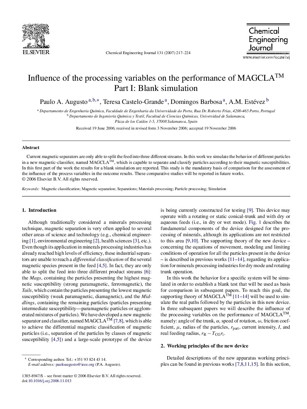 Influence of the processing variables on the performance of MAGCLAâ¢