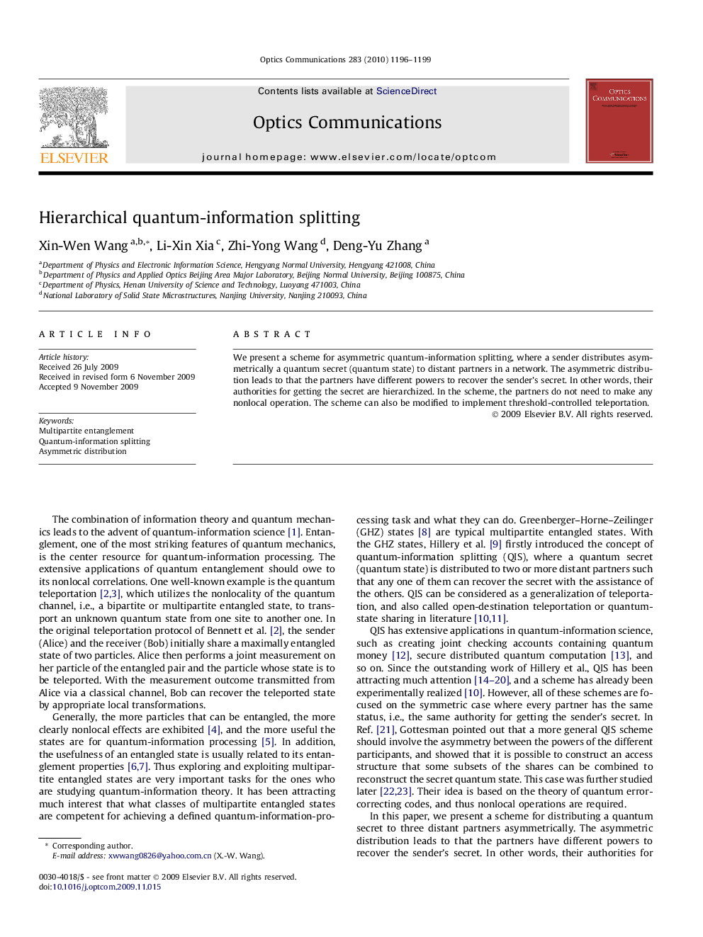 Hierarchical quantum-information splitting