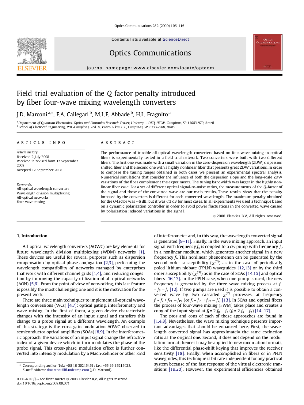 Field-trial evaluation of the Q-factor penalty introduced by fiber four-wave mixing wavelength converters