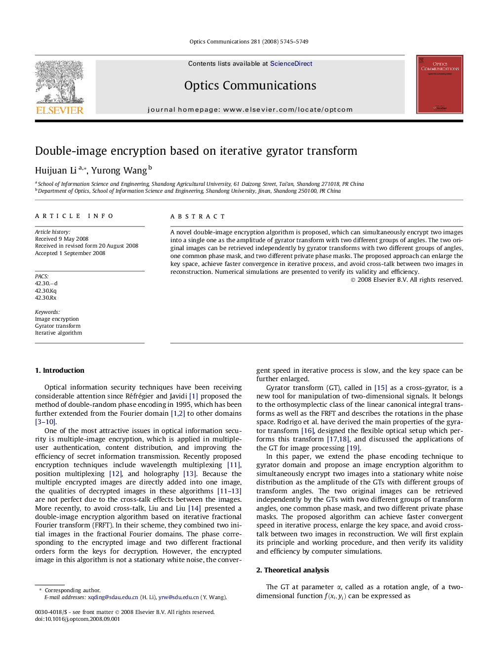 Double-image encryption based on iterative gyrator transform