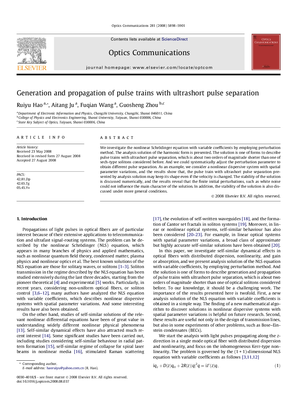 Generation and propagation of pulse trains with ultrashort pulse separation