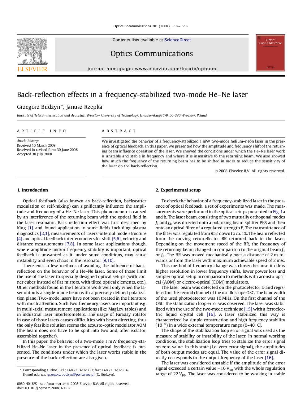 Back-reflection effects in a frequency-stabilized two-mode He-Ne laser