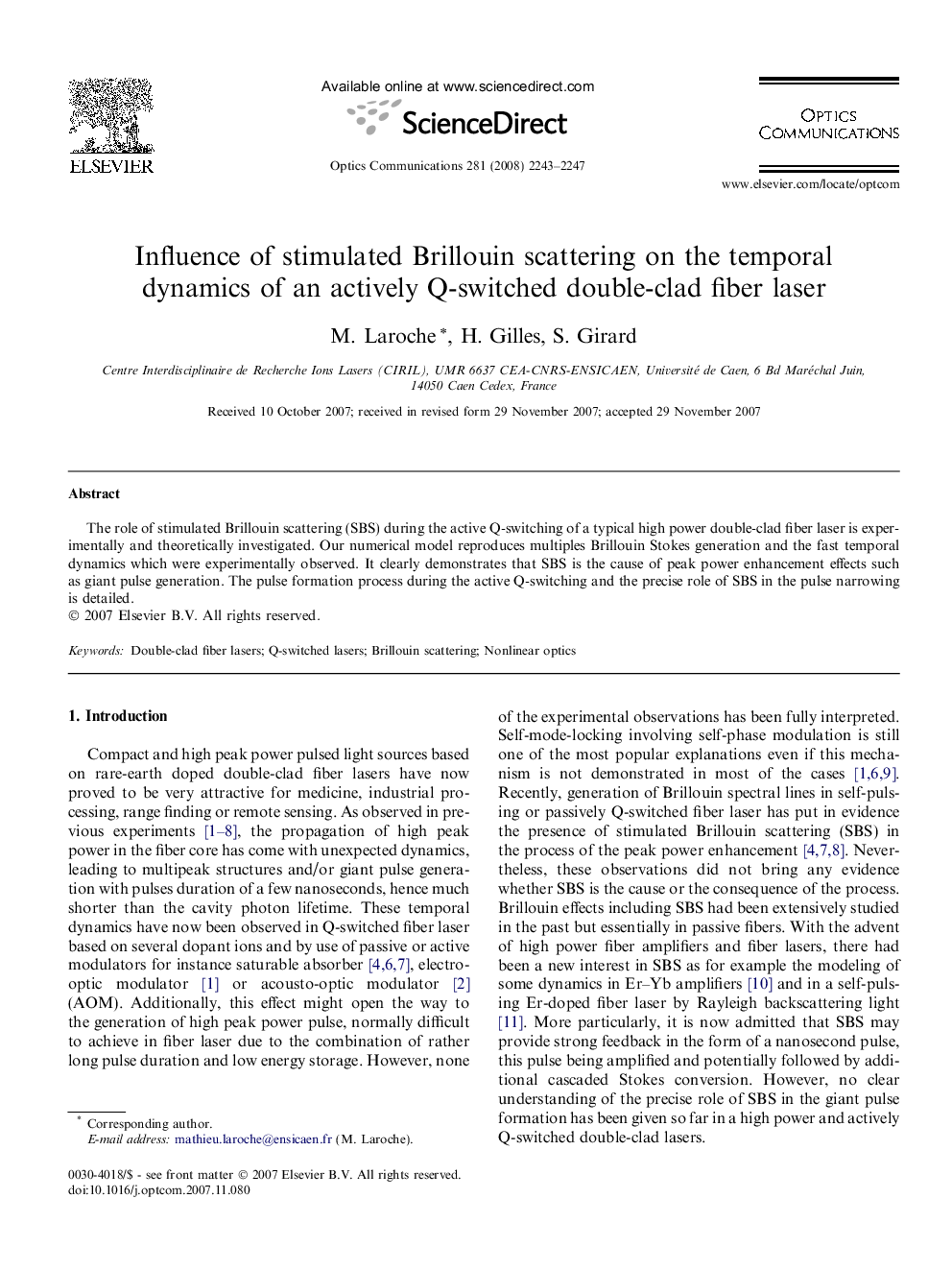 Influence of stimulated Brillouin scattering on the temporal dynamics of an actively Q-switched double-clad fiber laser