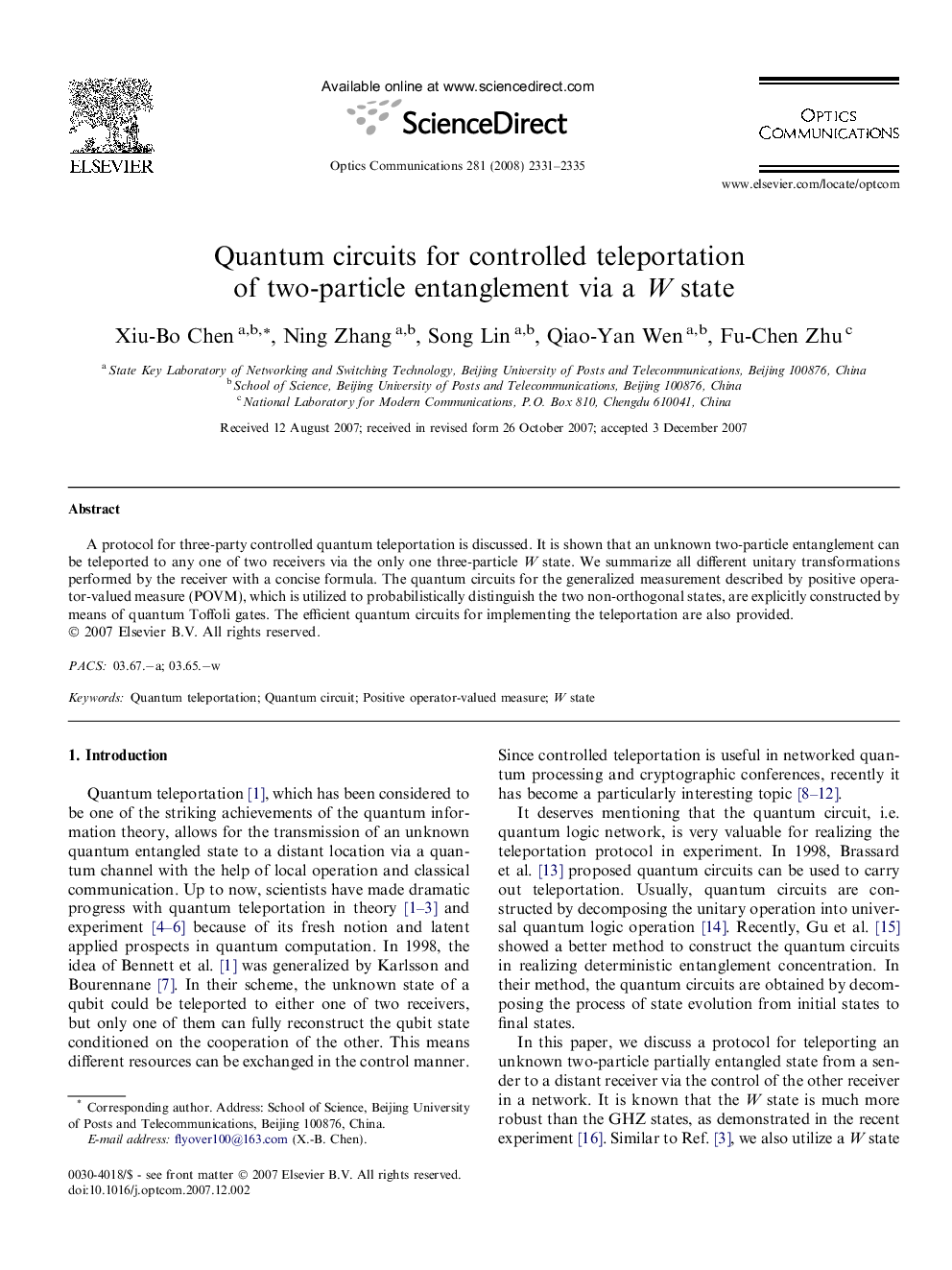 Quantum circuits for controlled teleportation of two-particle entanglement via a W state