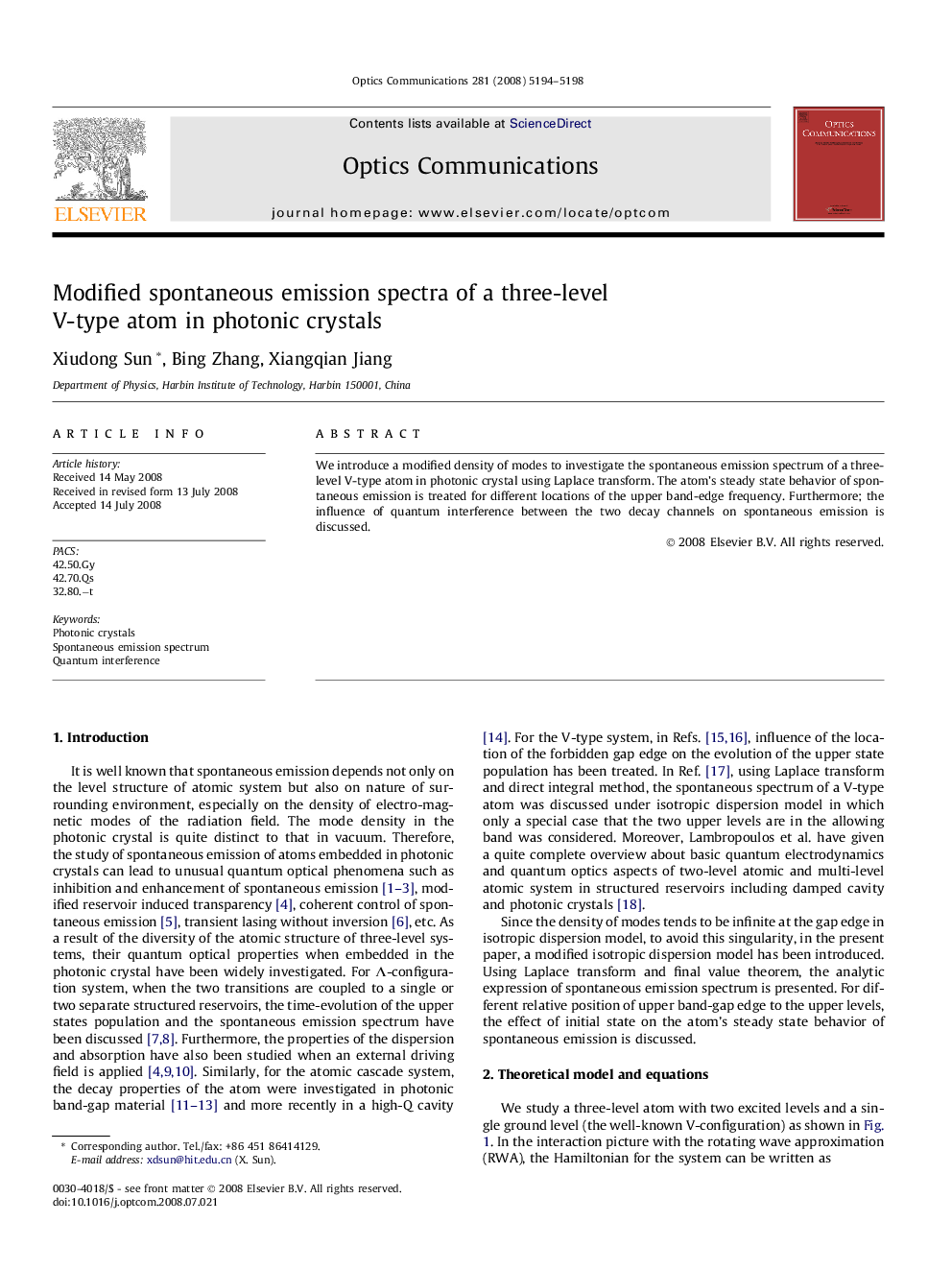 Modified spontaneous emission spectra of a three-level V-type atom in photonic crystals