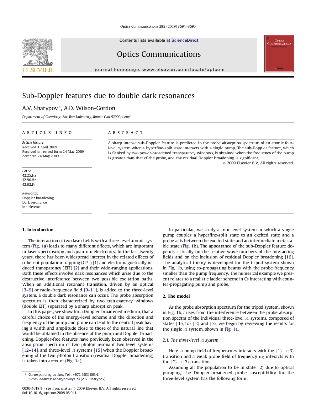 Sub-Doppler features due to double dark resonances