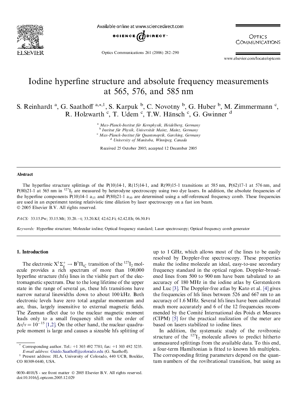 Iodine hyperfine structure and absolute frequency measurements at 565, 576, and 585 nm