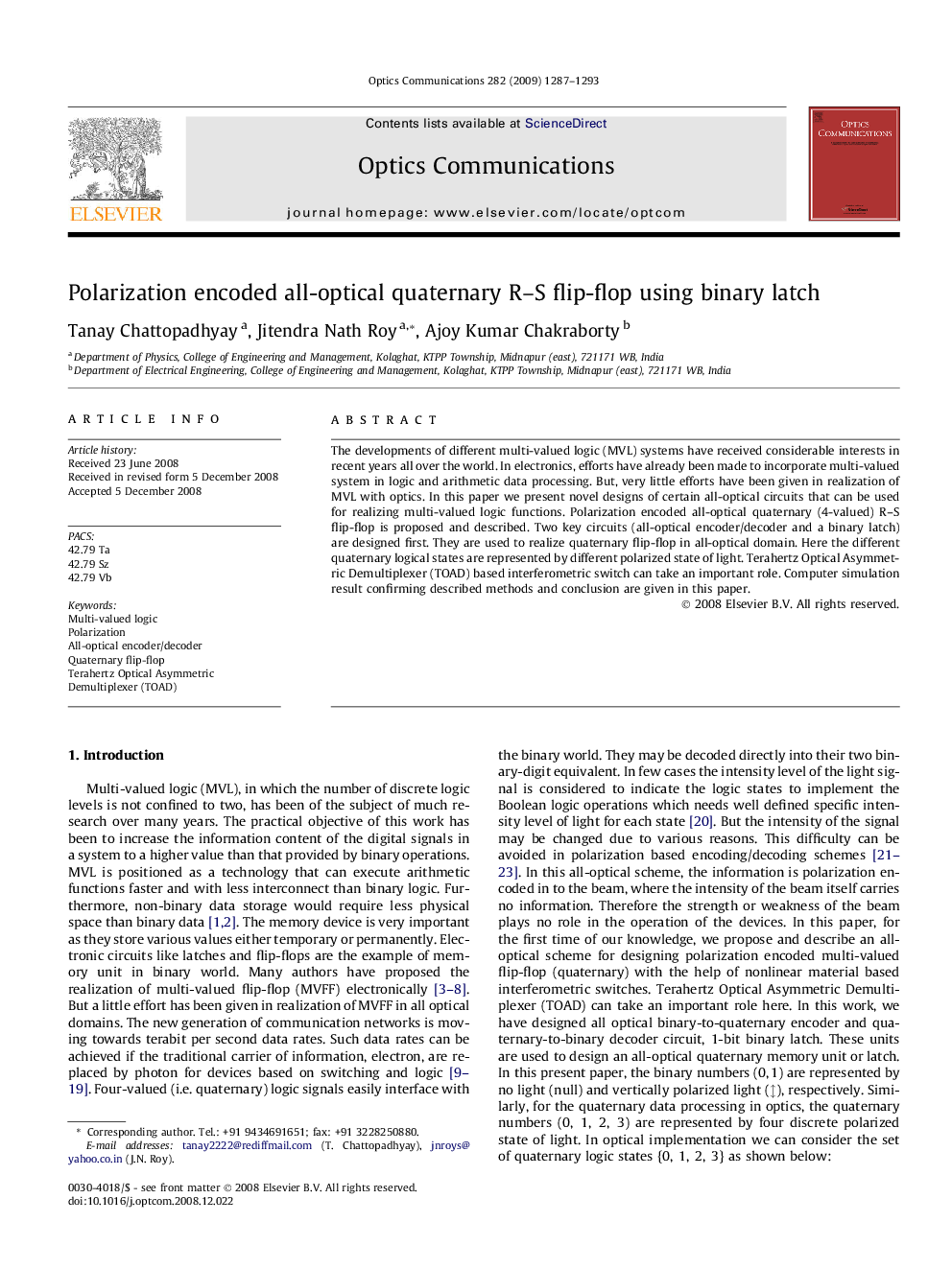 Polarization encoded all-optical quaternary R-S flip-flop using binary latch