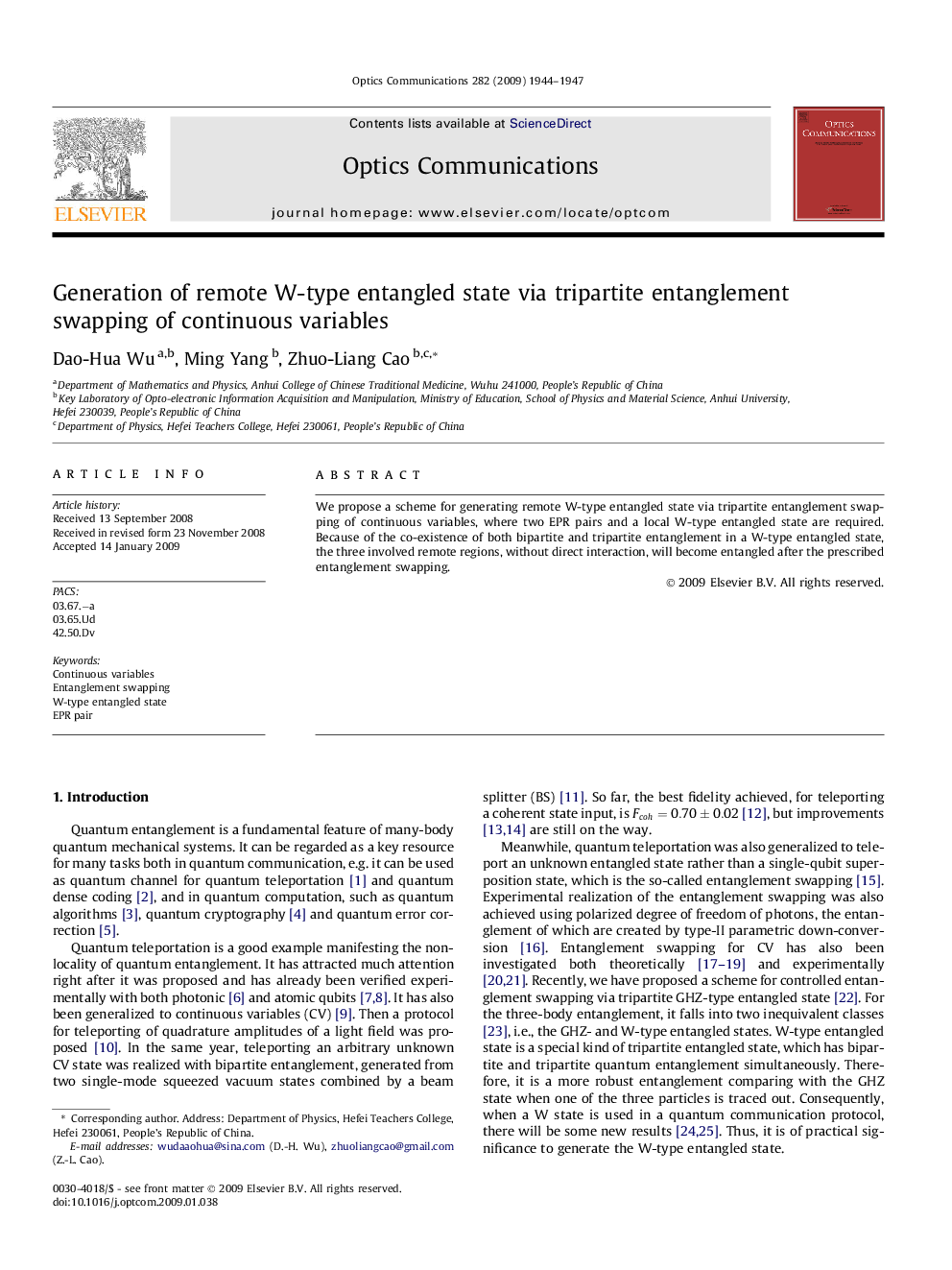 Generation of remote W-type entangled state via tripartite entanglement swapping of continuous variables