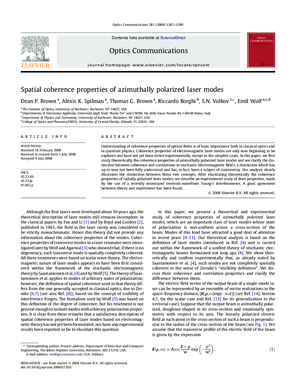 Spatial coherence properties of azimuthally polarized laser modes