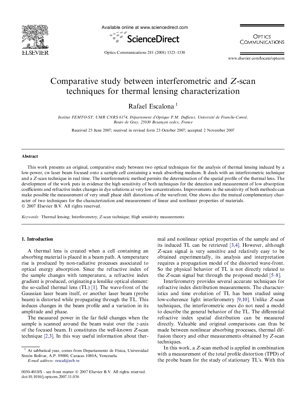 Comparative study between interferometric and Z-scan techniques for thermal lensing characterization