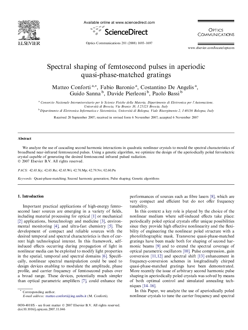 Spectral shaping of femtosecond pulses in aperiodic quasi-phase-matched gratings