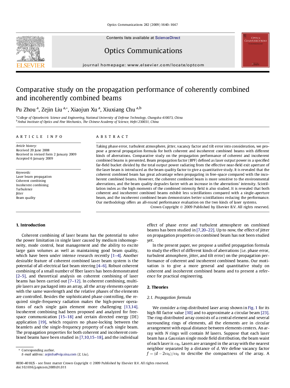 Comparative study on the propagation performance of coherently combined and incoherently combined beams