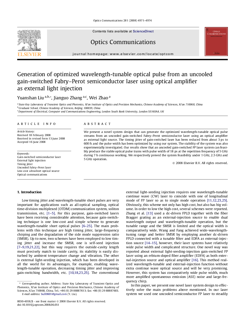 Generation of optimized wavelength-tunable optical pulse from an uncooled gain-switched Fabry-Perot semiconductor laser using optical amplifier as external light injection