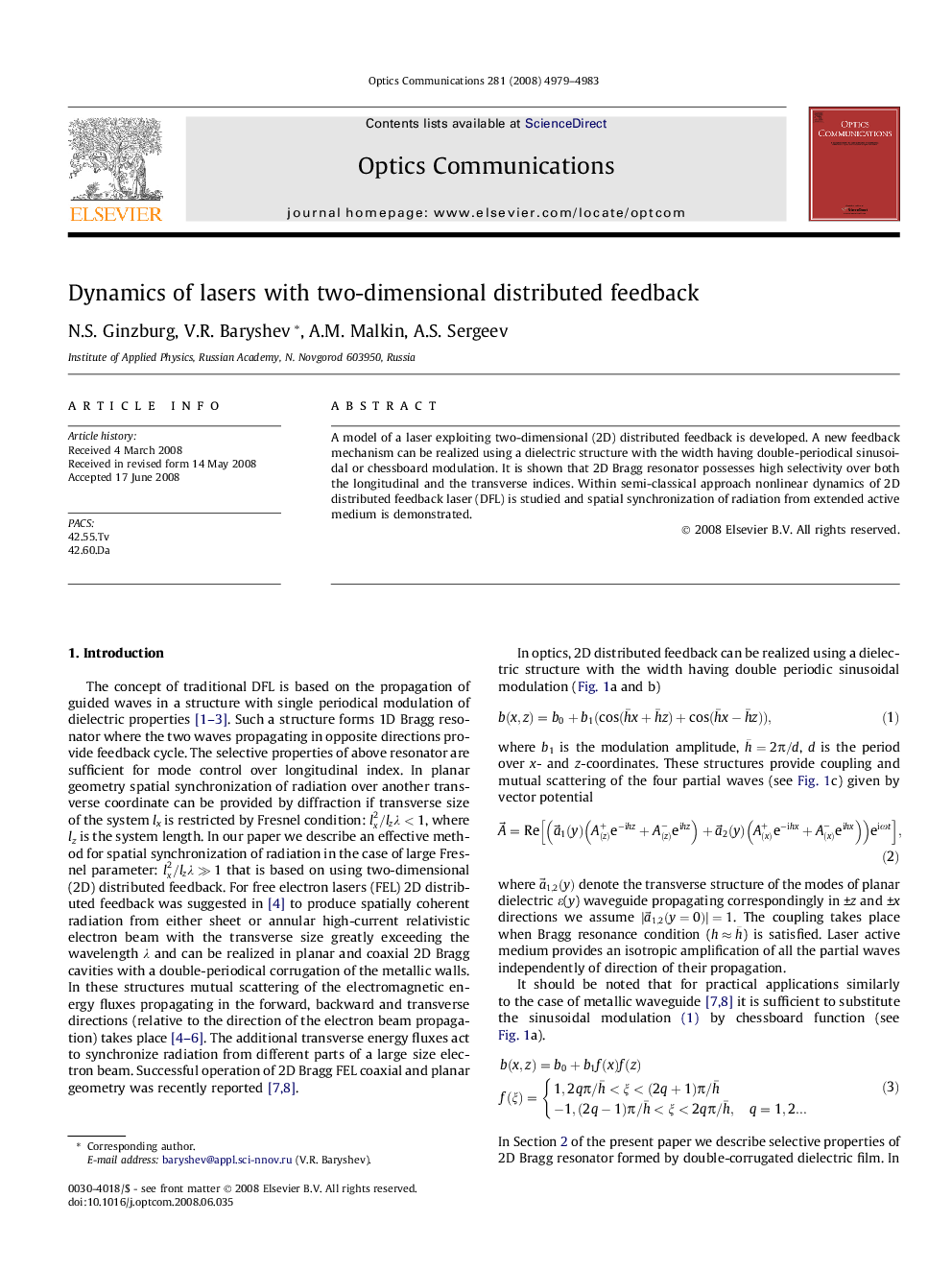 Dynamics of lasers with two-dimensional distributed feedback