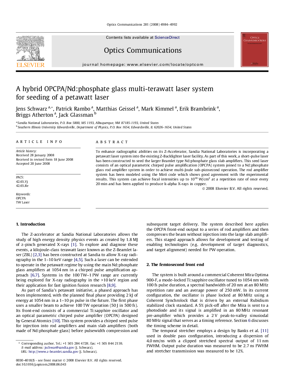 A hybrid OPCPA/Nd:phosphate glass multi-terawatt laser system for seeding of a petawatt laser