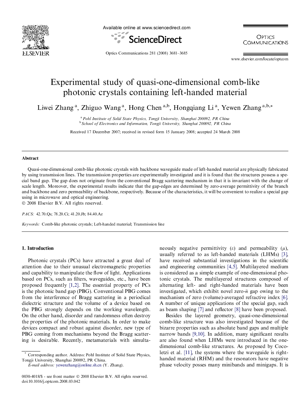 Experimental study of quasi-one-dimensional comb-like photonic crystals containing left-handed material