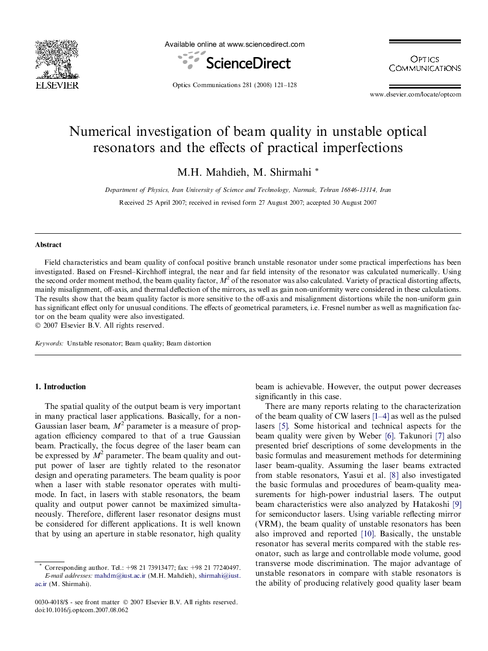 Numerical investigation of beam quality in unstable optical resonators and the effects of practical imperfections