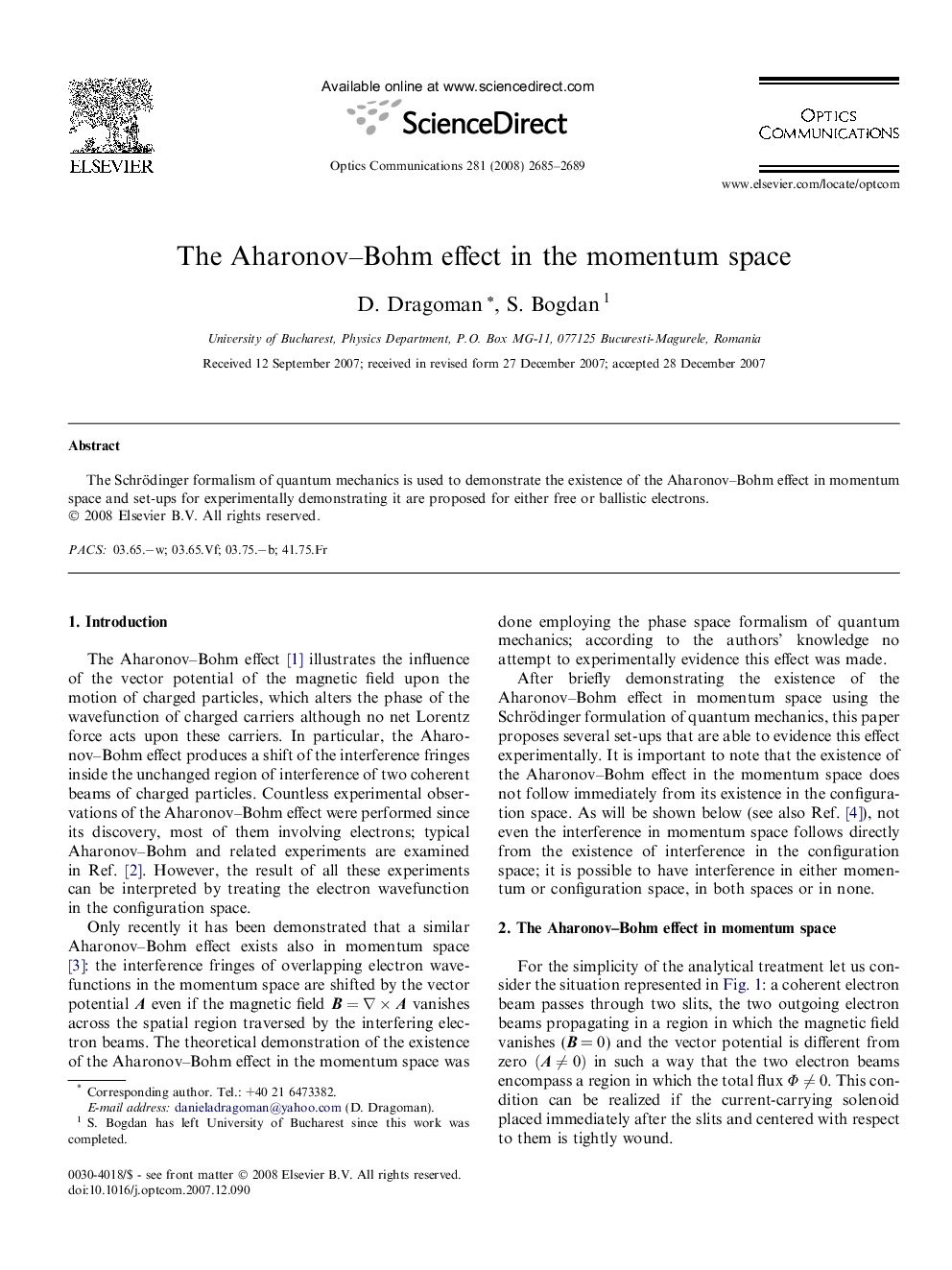 The Aharonov-Bohm effect in the momentum space