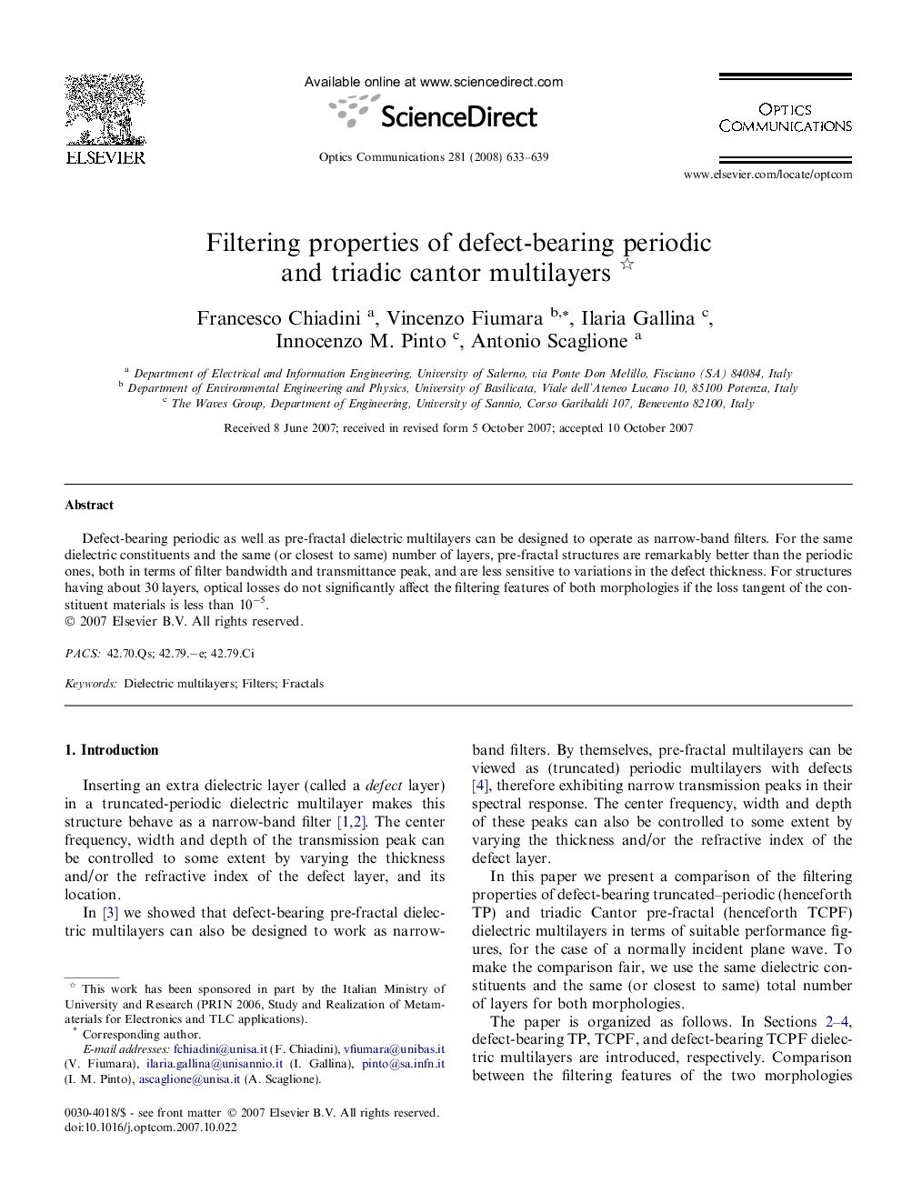 Filtering properties of defect-bearing periodic and triadic cantor multilayers 