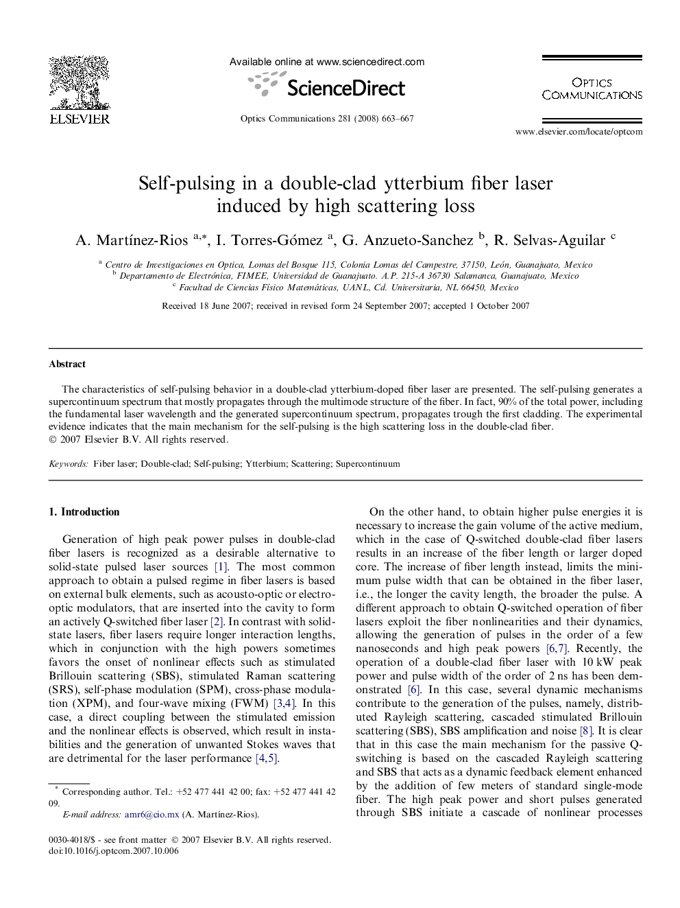 Self-pulsing in a double-clad ytterbium fiber laser induced by high scattering loss