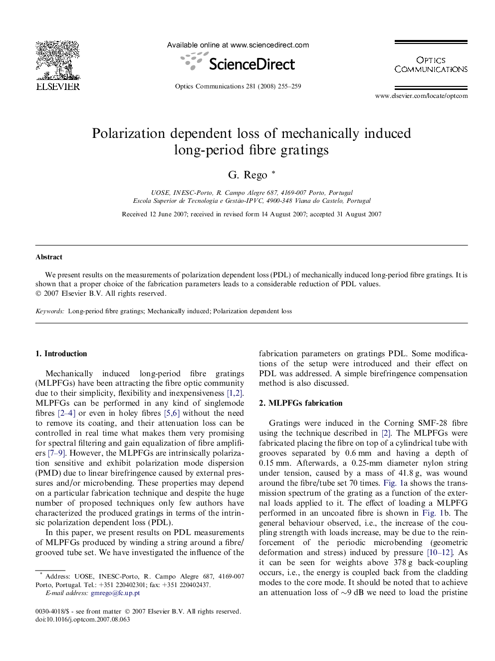 Polarization dependent loss of mechanically induced long-period fibre gratings