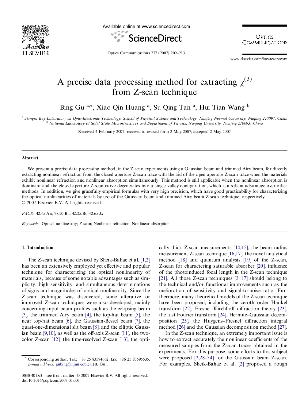 A precise data processing method for extracting χ(3) from Z-scan technique