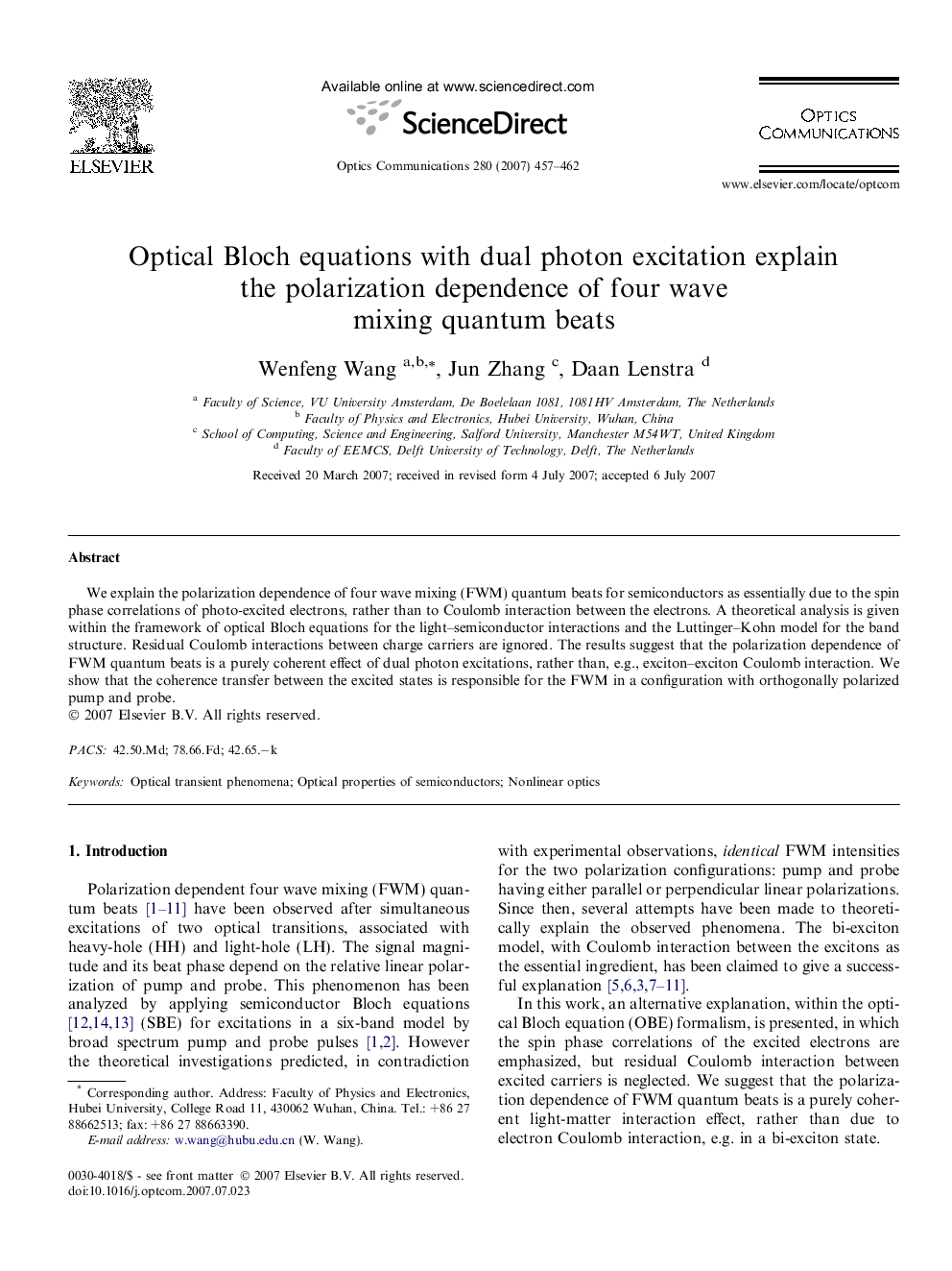 Optical Bloch equations with dual photon excitation explain the polarization dependence of four wave mixing quantum beats