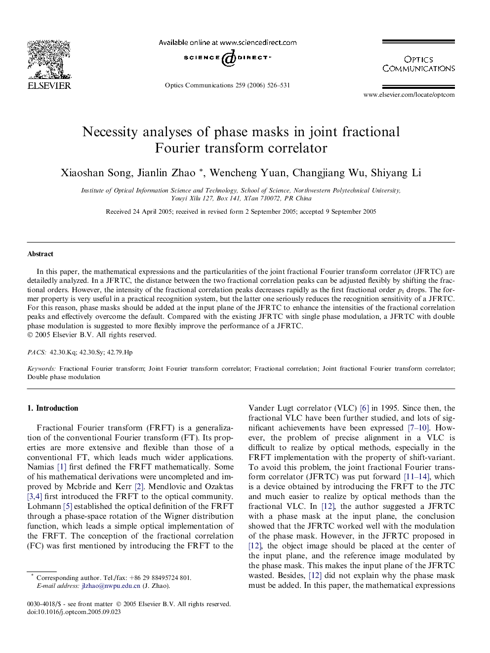 Necessity analyses of phase masks in joint fractional Fourier transform correlator