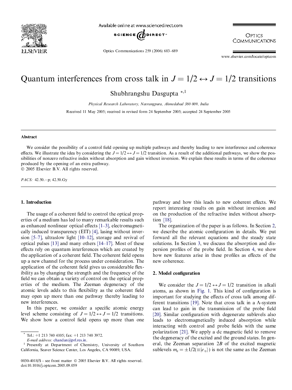 Quantum interferences from cross talk in JÂ =Â 1/2Â âÂ JÂ =Â 1/2 transitions