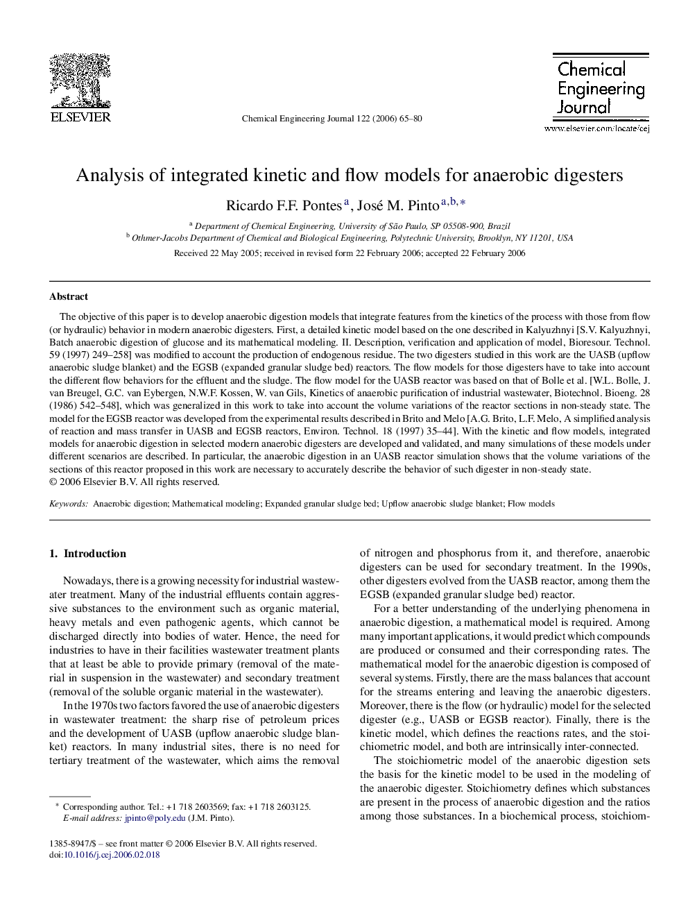 Analysis of integrated kinetic and flow models for anaerobic digesters