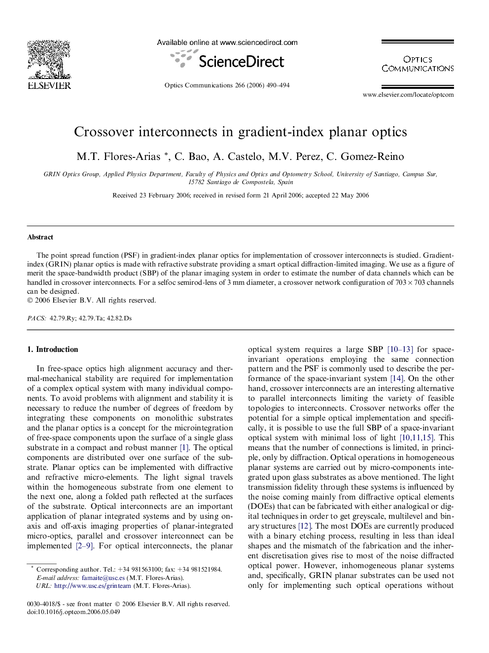 Crossover interconnects in gradient-index planar optics