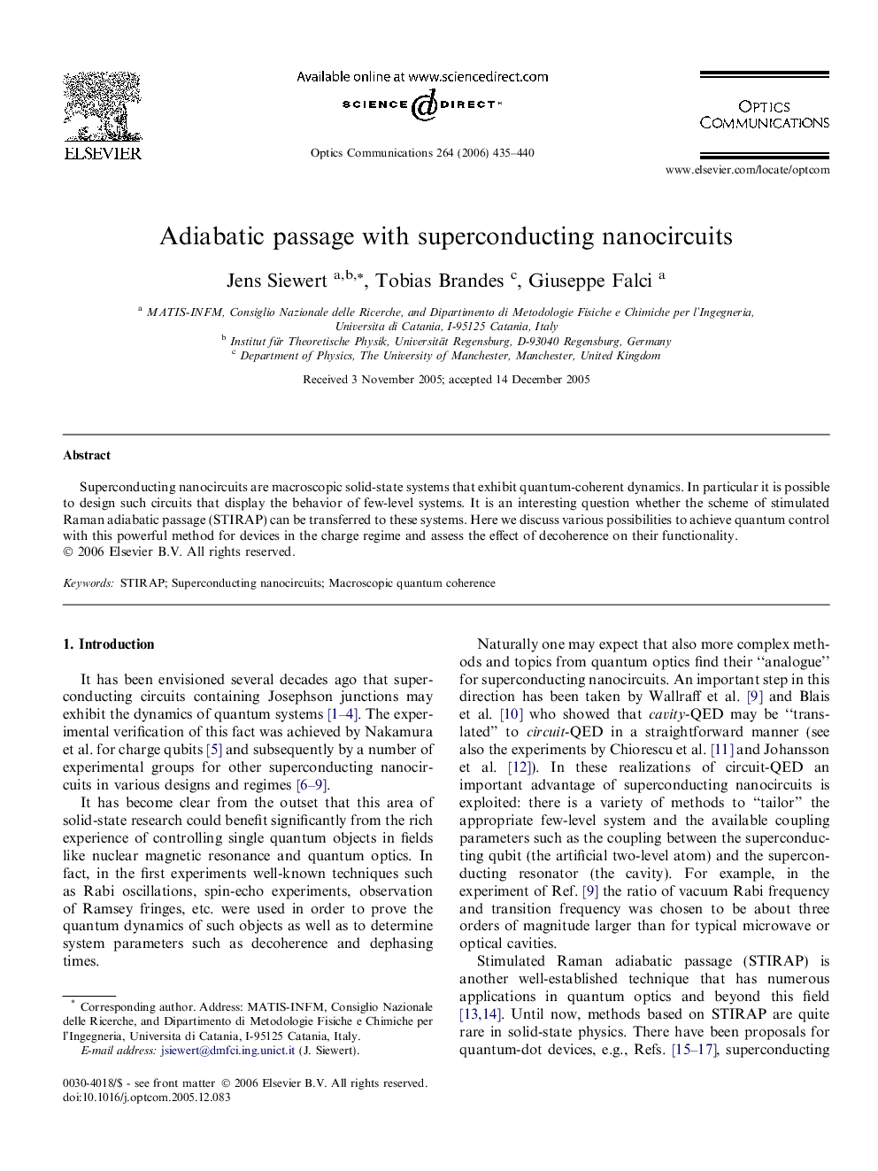 Adiabatic passage with superconducting nanocircuits