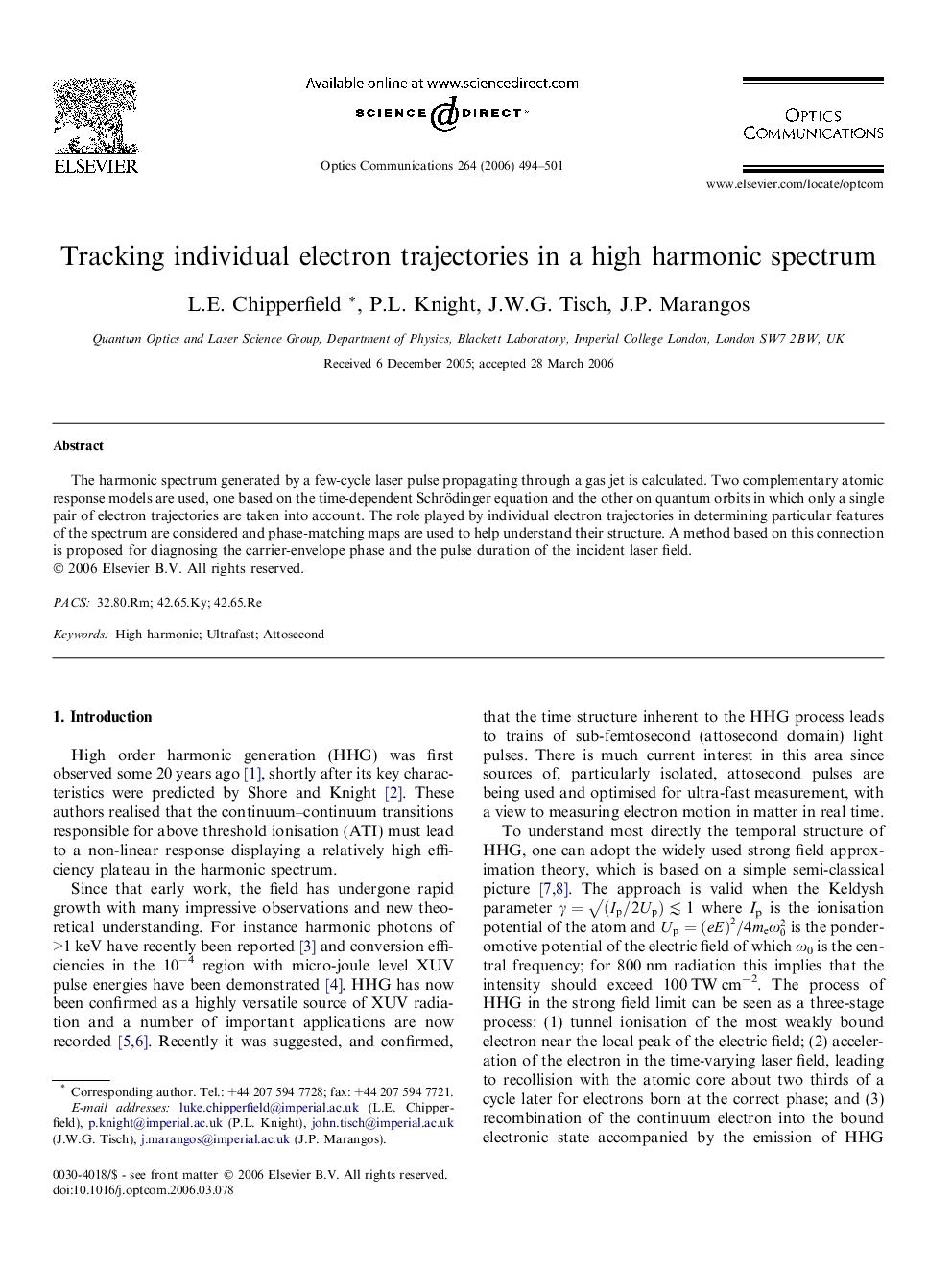 Tracking individual electron trajectories in a high harmonic spectrum