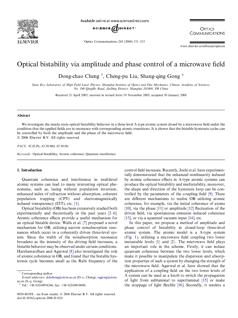 Optical bistability via amplitude and phase control of a microwave field