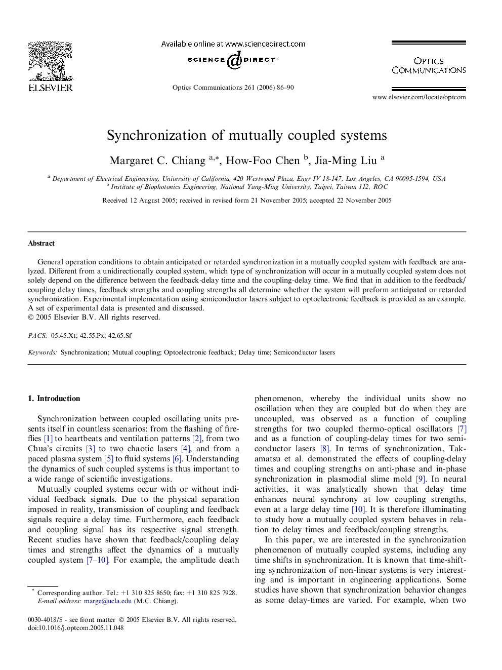 Synchronization of mutually coupled systems