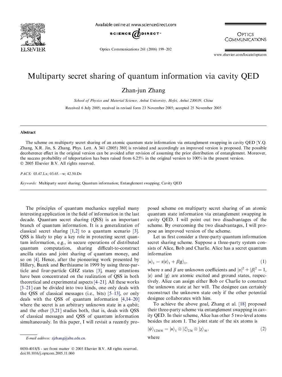 Multiparty secret sharing of quantum information via cavity QED