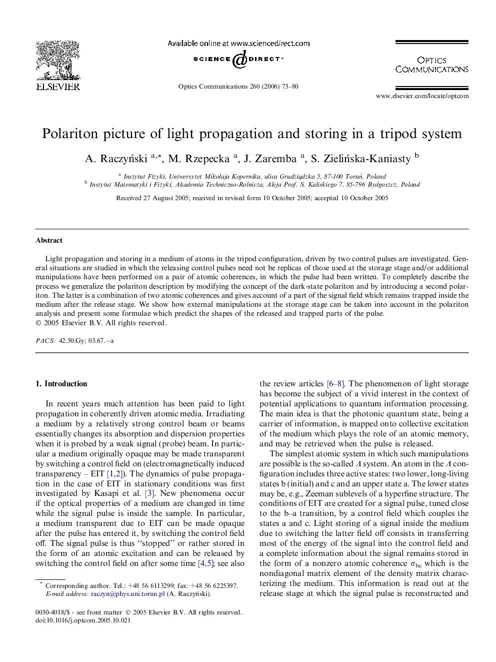 Polariton picture of light propagation and storing in a tripod system