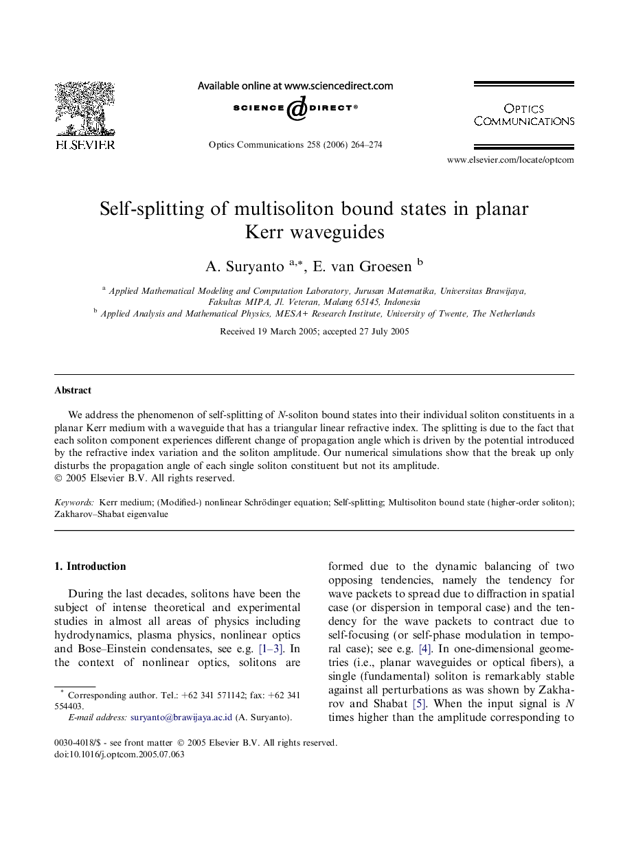 Self-splitting of multisoliton bound states in planar Kerr waveguides