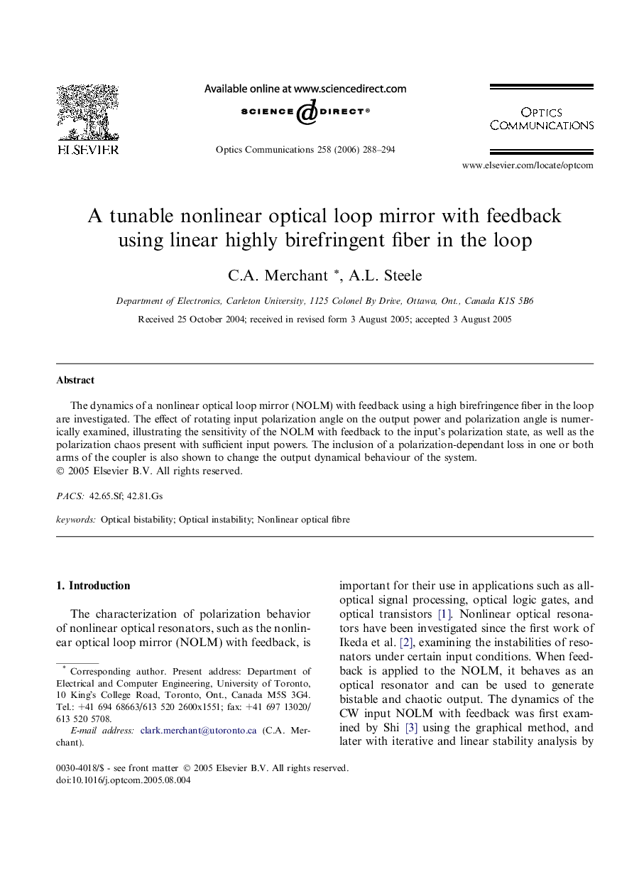 A tunable nonlinear optical loop mirror with feedback using linear highly birefringent fiber in the loop