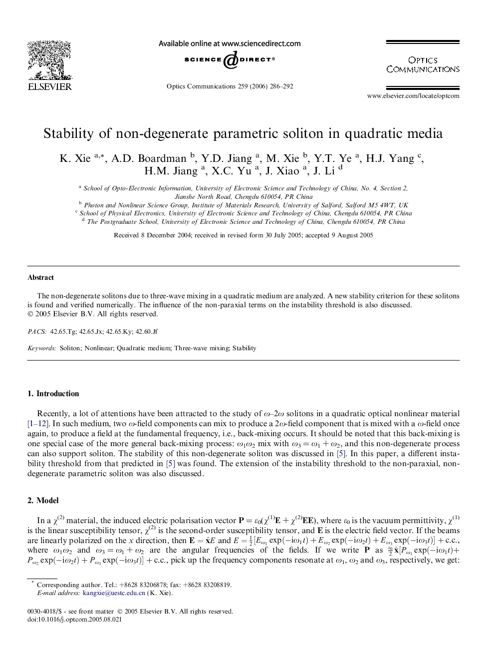 Stability of non-degenerate parametric soliton in quadratic media