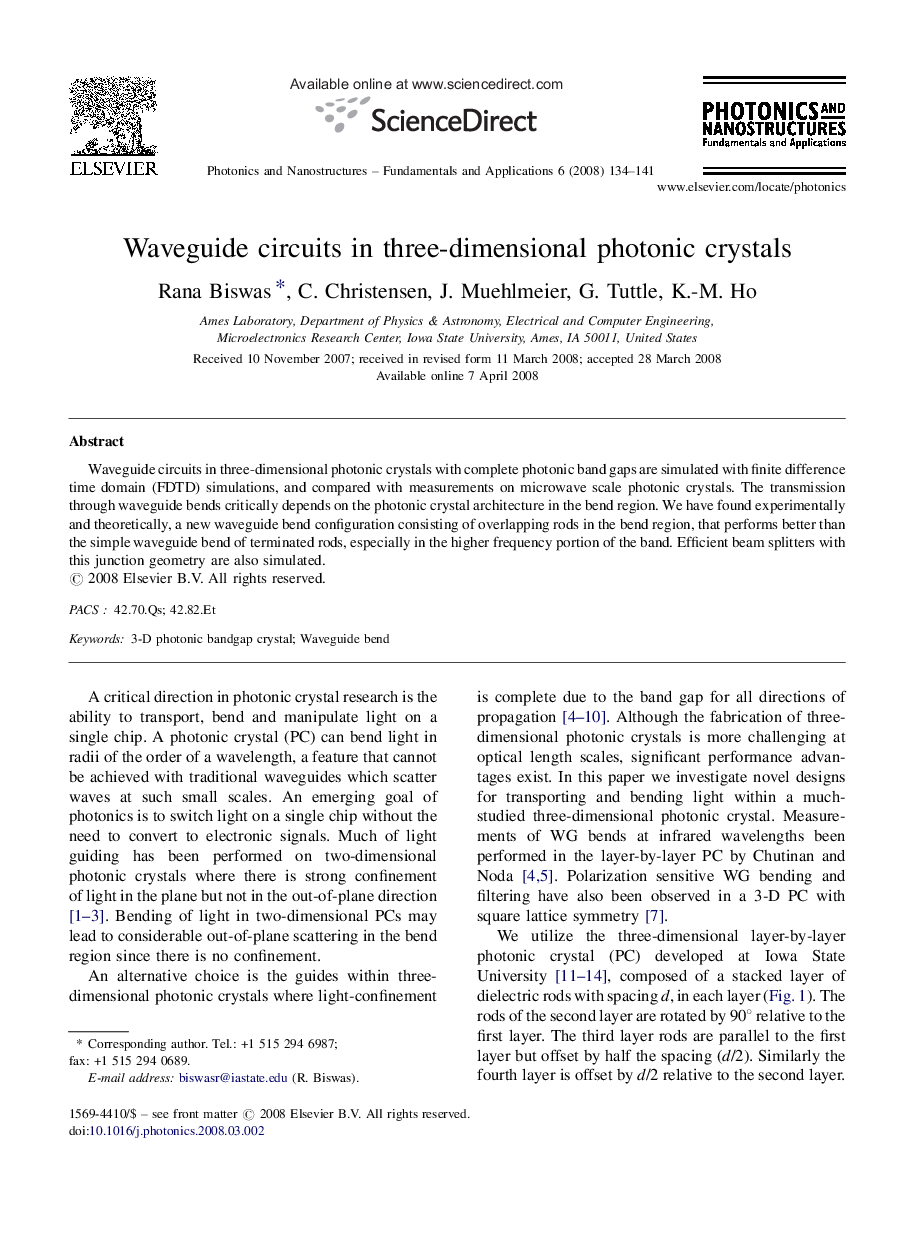 Waveguide circuits in three-dimensional photonic crystals