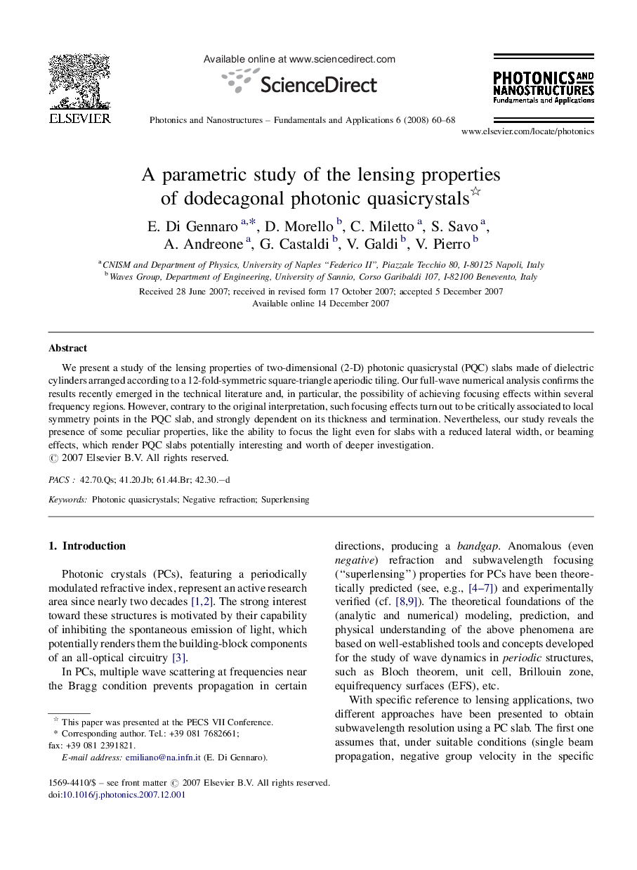 A parametric study of the lensing properties of dodecagonal photonic quasicrystals 