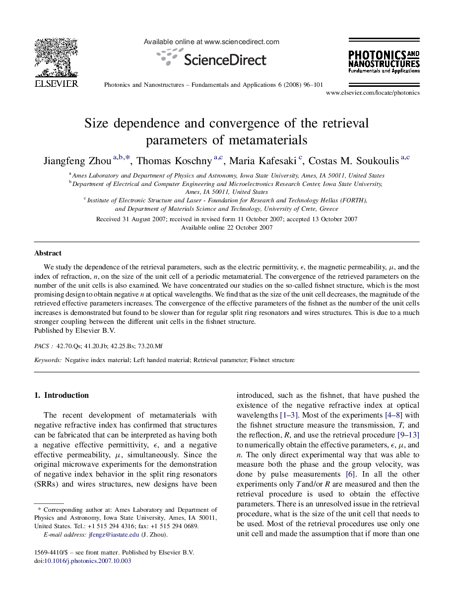 Size dependence and convergence of the retrieval parameters of metamaterials