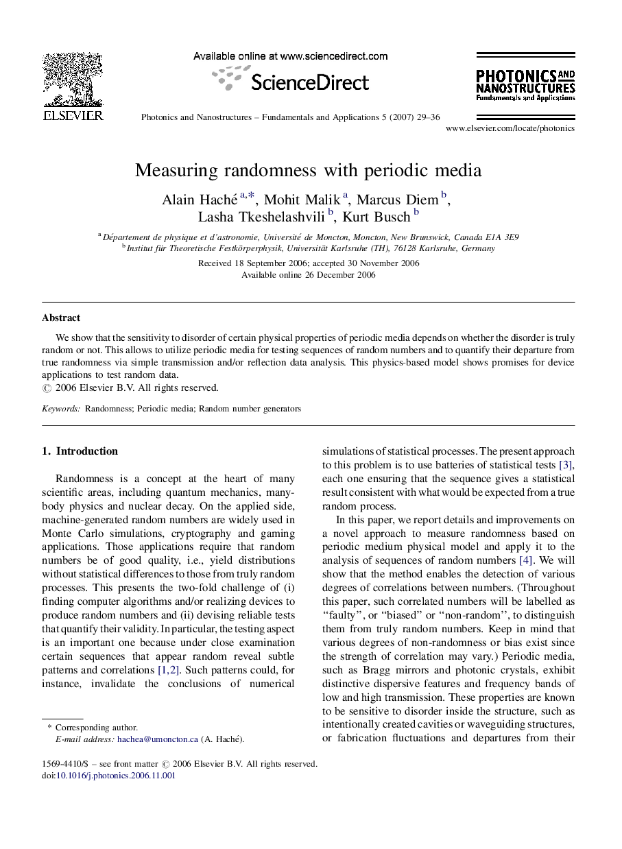 Measuring randomness with periodic media