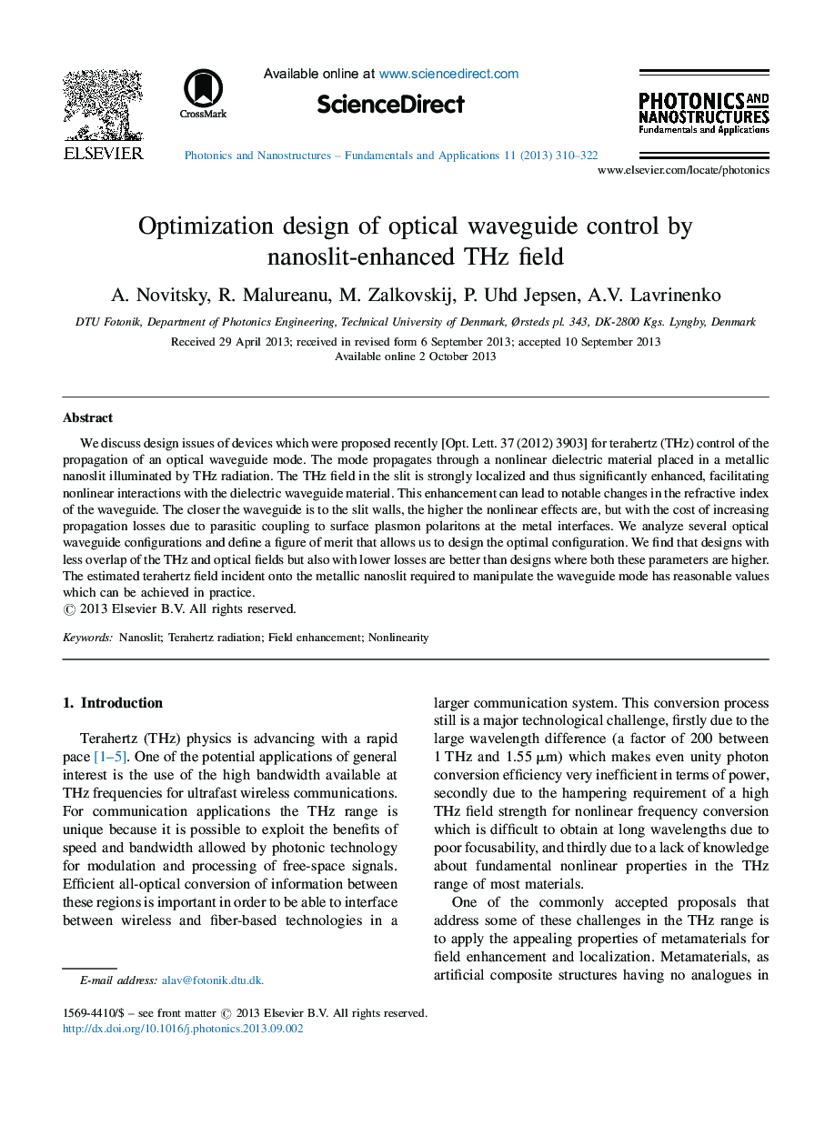 Optimization design of optical waveguide control by nanoslit-enhanced THz field