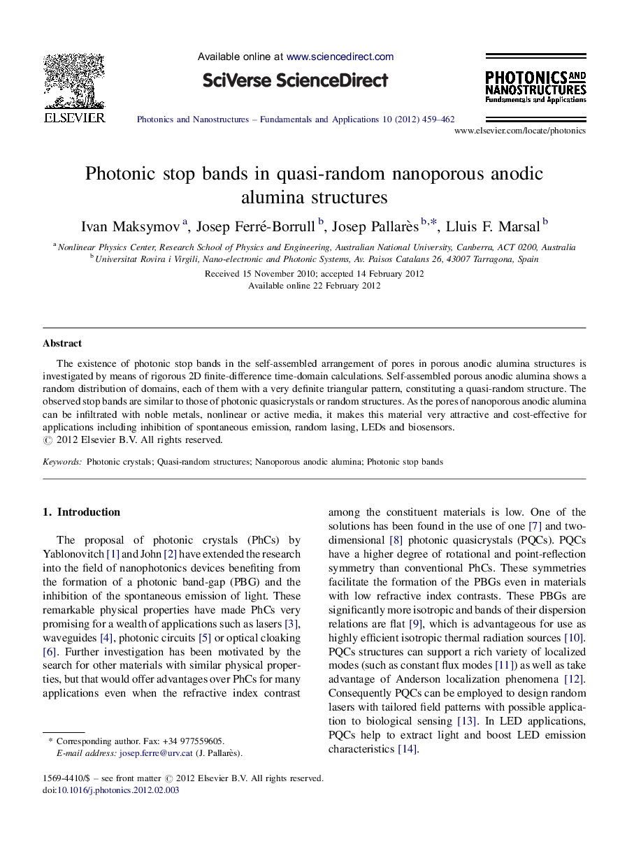 Photonic stop bands in quasi-random nanoporous anodic alumina structures